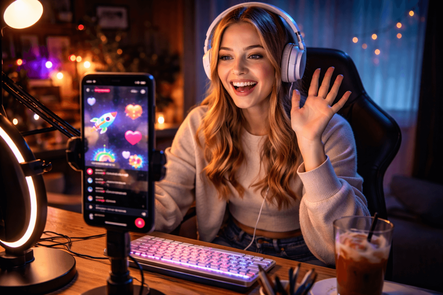 Streamerka realizuje live na TT - źródło: AI